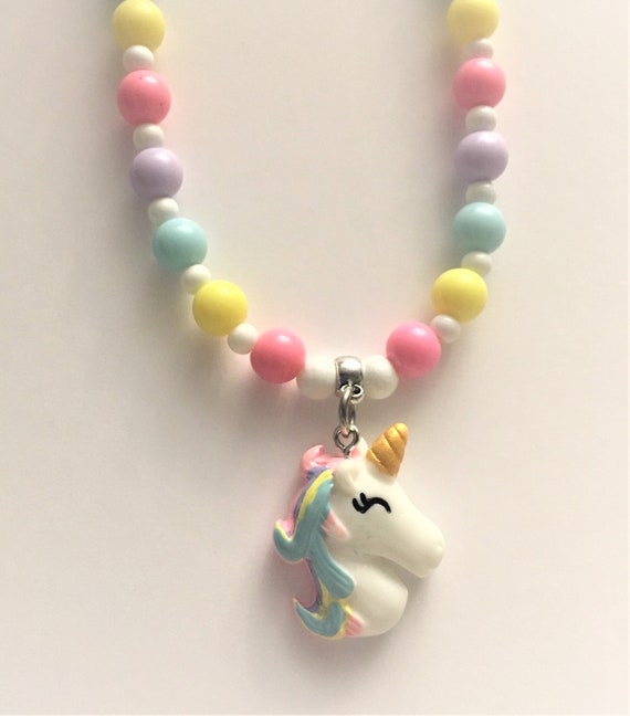 Collar unicornio pastel para niñas - Etsy México