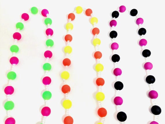 Colorful Soft Silicone Beaded Stretch Necklace for Toddlers