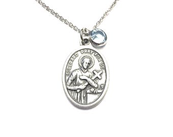 Saint Gerard Fertility Medal Necklace, Oxidized Silver, Spiritual Hope Pendant, Motherhood