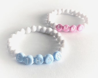 Personalized Baby Name Bracelet, Twins Baby ID Bracelet, Infant, Newborn Beaded ID Baby Bracelet, Shower Gift, Triplets,Quadruplets,Baptism,