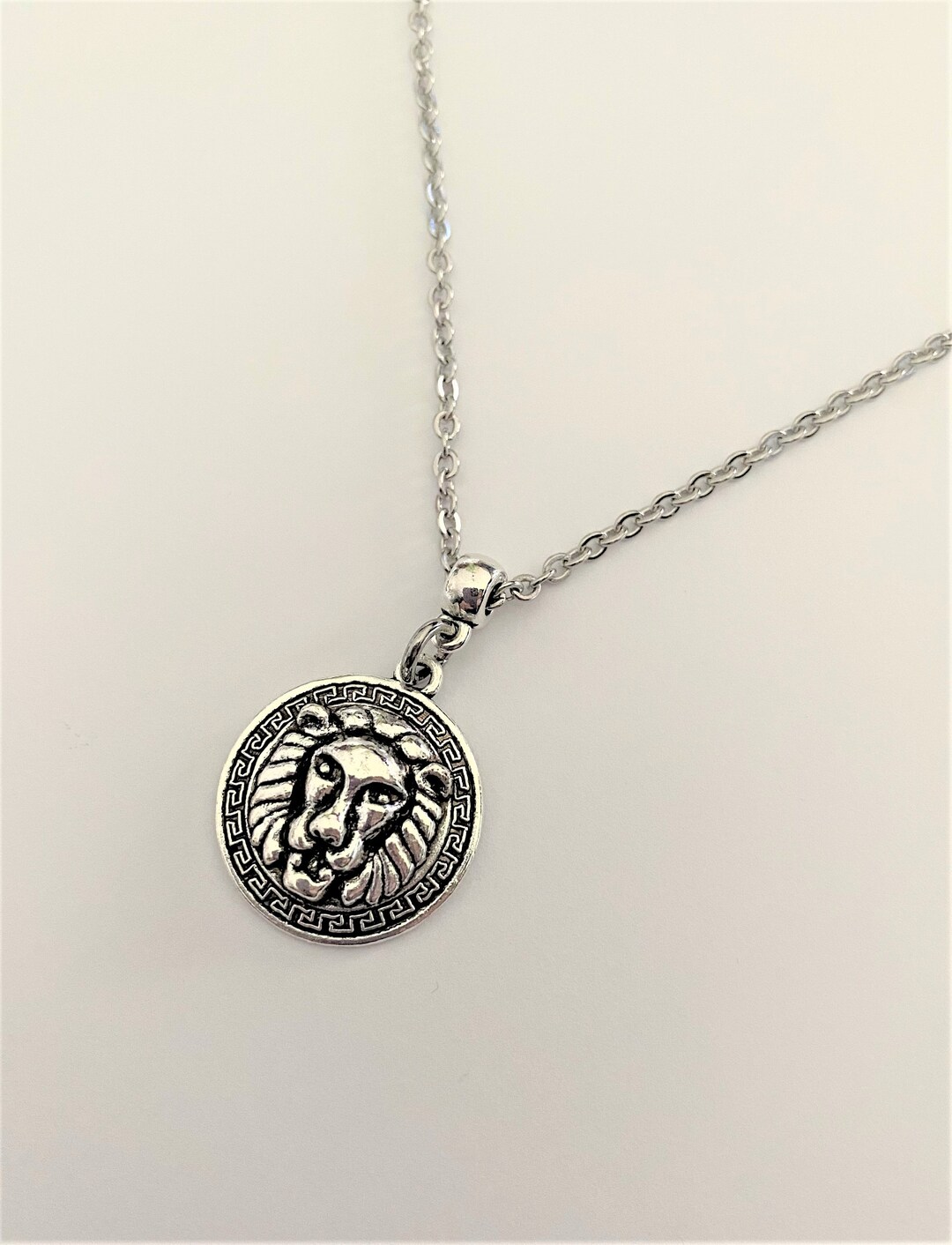 Men's Lion Head Pendant Necklace Stainless Steel Chain Etsy