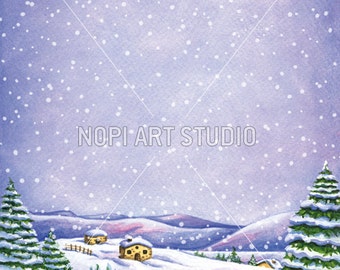 PRINTABLE Holiday Cards: Winter Scenes Set of 5 - Etsy