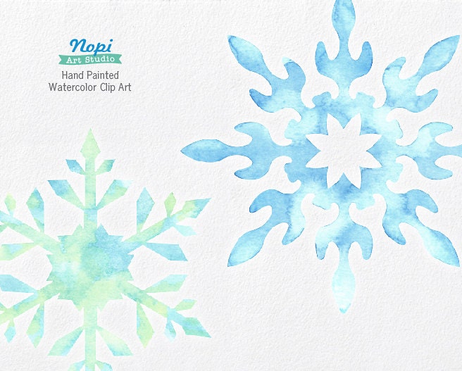 Snowflakes Clip Art Christmas Watercolor Hand Painted - Etsy