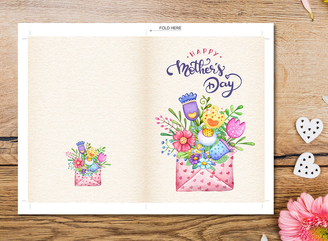 Happy Mothers Day Printable Card, 5x7 Digital Download Floral Greeting ...