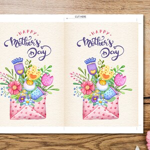 Happy Mothers Day Printable Card, 5x7 Digital Download Floral Greeting ...