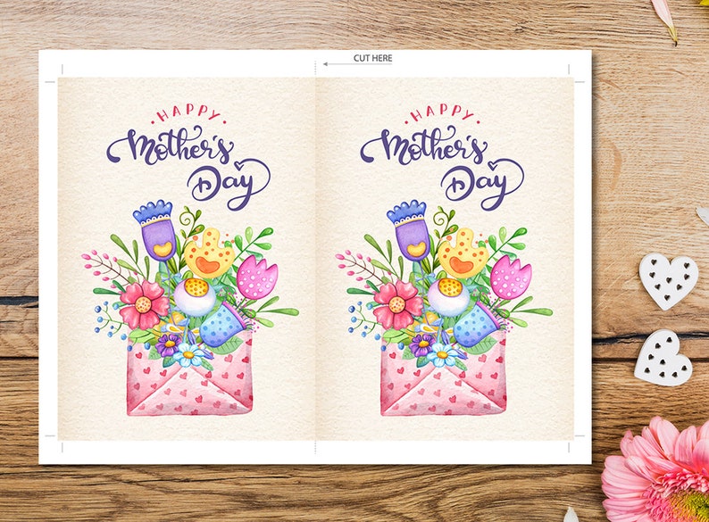 Happy Mothers Day Printable Card, 5x7 Digital Download Floral Greeting ...