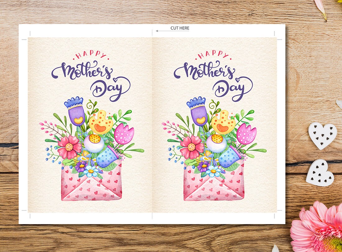 Happy Mothers Day Printable Card, 5x7 Digital Download Floral Greeting ...