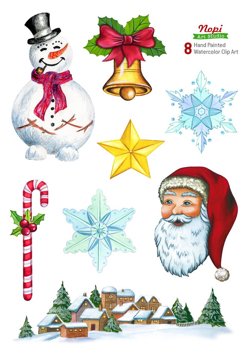 Christmas Watercolor Clipart Xmas Diy Holiday Hand Painted ...