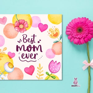 La migliore mamma di sempre Carta STAMPABILE, Download istantaneo per la festa della mamma felice, Modello di biglietto di auguri floreale astratto per la Festa della mamma, stampa fai da te per mamma moglie