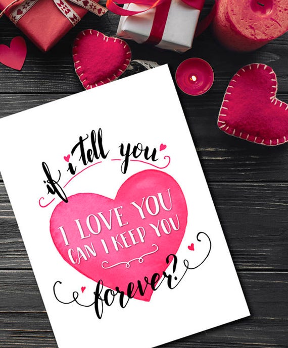 Valentine's Day Printable Card Digital download for Him/her Happy Valentine's Day Digital Card Instant download 5x7 inch card