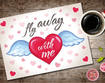 Tarjeta de San Valentín para ella, Tarjeta de día de San Valentín imprimible corazón rojo, Tarjeta de amor DIY romántica, Tarjeta de amor de descarga digital, Tarjeta de amor de aniversario