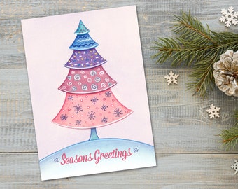 Instant download christmas card, Printable Christmas Greeting Card, Christmas Tree, Digital Download Christmas Card Seasons Greetings Card