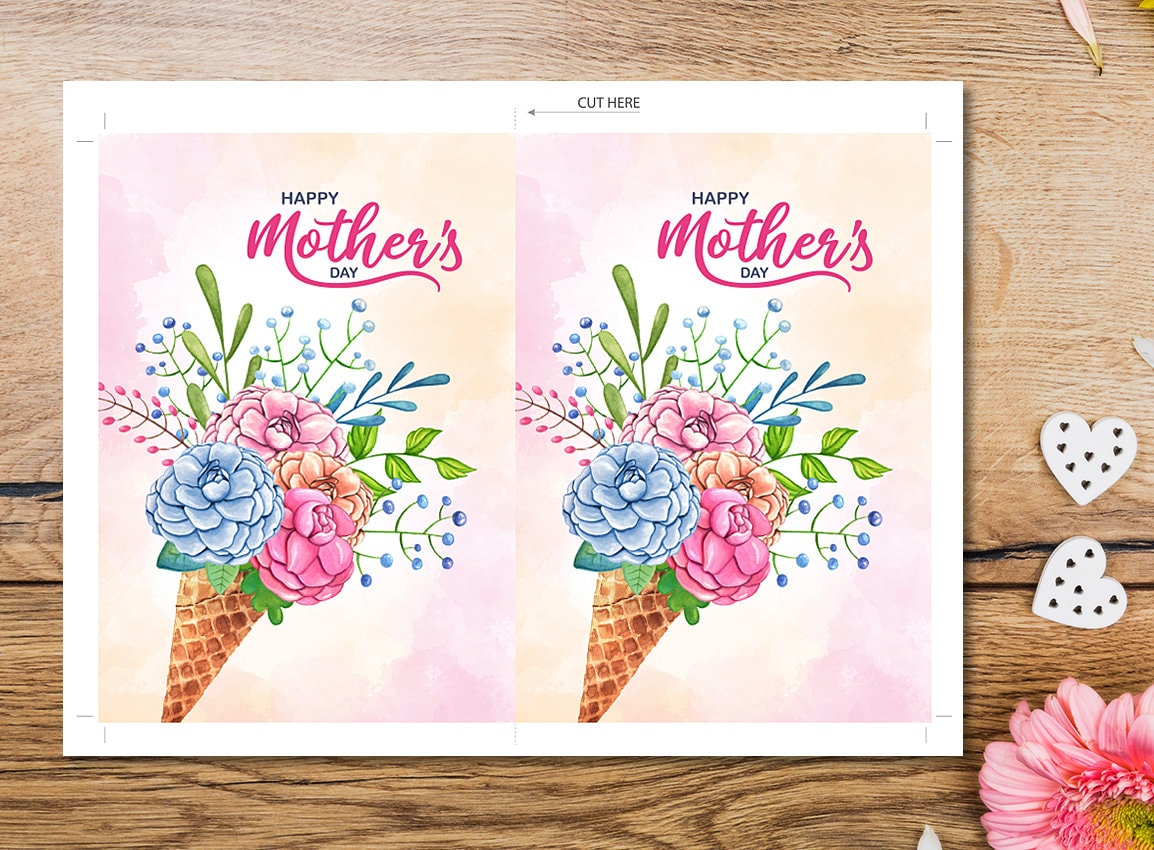 Happy Mother's Day PRINTABLE Card Digital Download Floral - Etsy