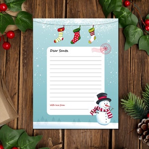 Carta imprimible de querido Papá Noel, Carta a Papá Noel DESCARGA INSTANTE, Lista de deseos de Navidad de Querido Papá Noel, Navidad para niños, Carta imprimible de vacaciones de Navidad