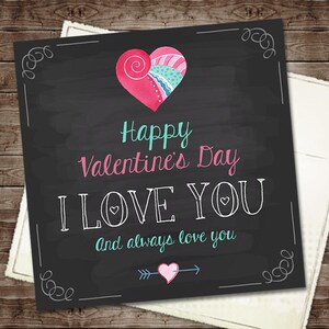 Valentines Love Card Afdrukbare Valentijnsdagkaart, Ik hou van je Digitale Download, DIY Valentijnskaart, Print Instant Download Cadeau voor haar hem