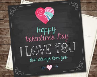 Valentines Love Card Printable Valentine Day Card, I Love you Digital Download, DIY Valentine Card, Print Instant Download Gift for Her Him