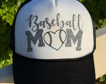 Glitzer Baseball Mom Trucker Cap: Team Farben