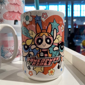 Bouffées de pouvoir/Dessins animés/Filles/Tasse à café, dictons drôles, mug 15 oz, idée cadeau, tasse à café dessin animé des années 90, Saint-Valentin, cadeau de Saint-Valentin
