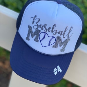 Glitter Baseball Mom Trucker Hat: Team Colors