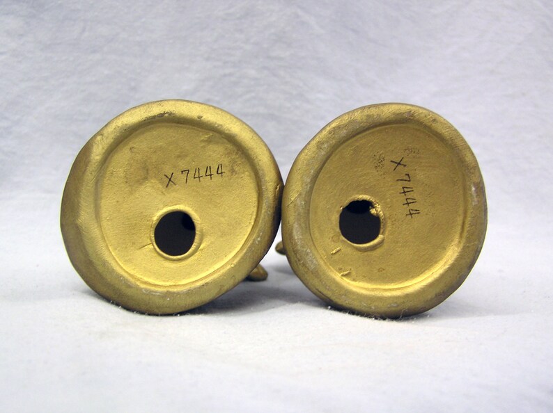 Vtg Gold Painted ANGELS Candle Holders Plaster Ceramic 7444 Etsy