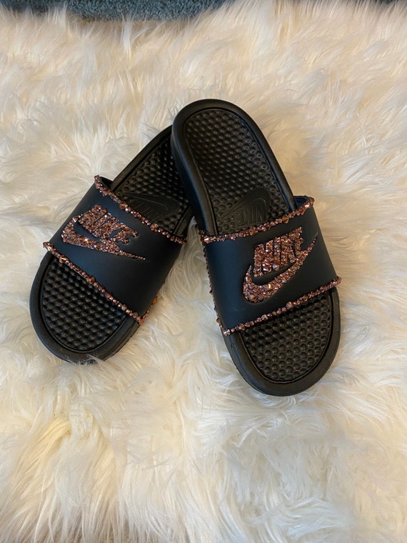 womens nike slides rose gold