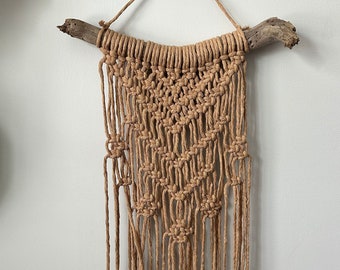 Large Macrame - "Lizzy" - Boho Wall Hanging on Driftwood - Color Choices Available