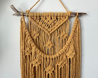 Large Macrame - "Maria" - Boho Wall Hanging on Driftwood - Color Choices Available