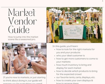 Market Vendor Guide- 20 pages of knowledge to give you a jumpstart into becoming a market vendor. 6+ years experience. Digital download.