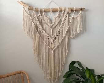 Large Macrame Wall Hanging - "Andrea" - Boho Decor - Boho Wall Hanging - Macrame on Driftwood