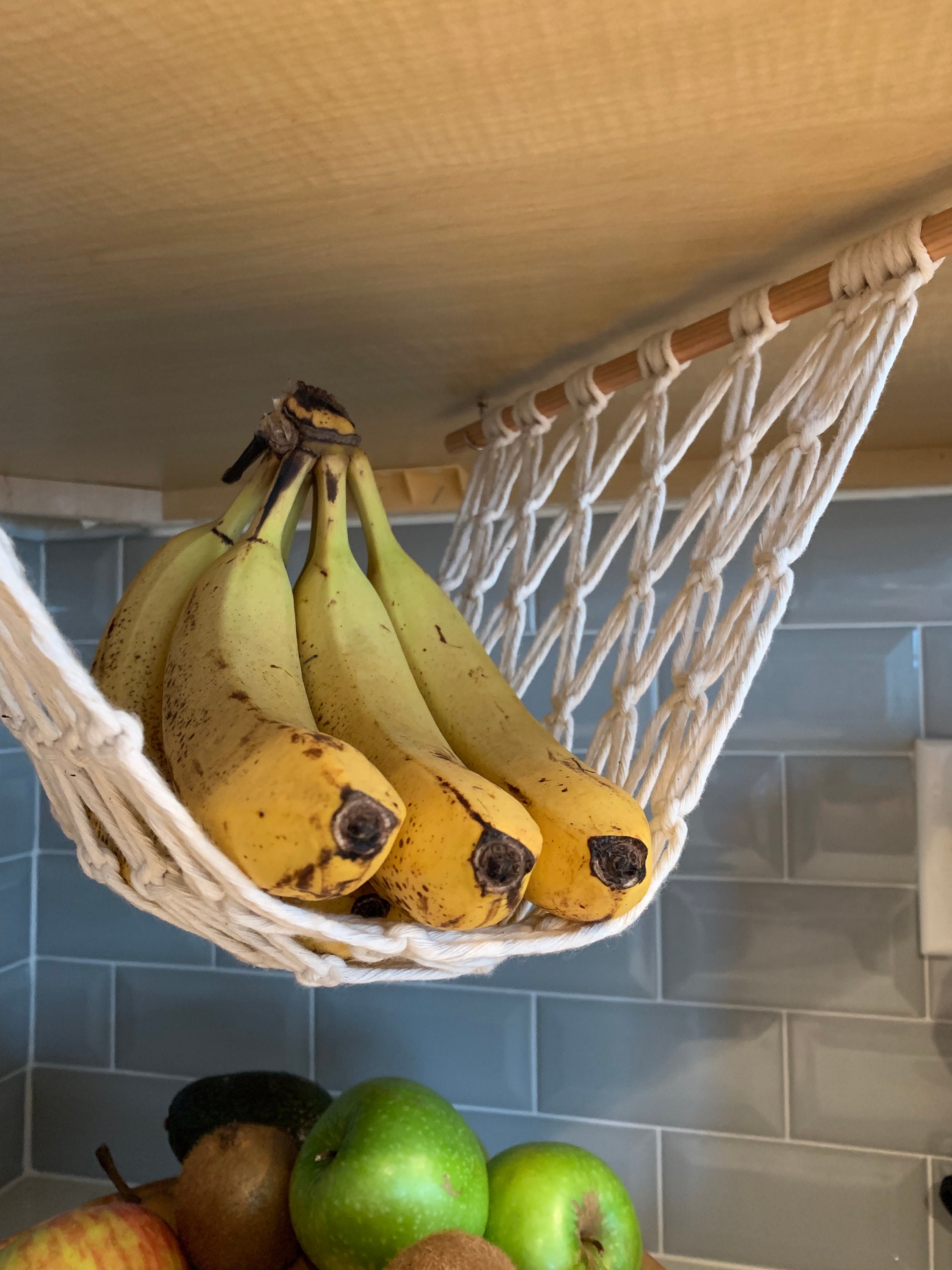 Macrame Fruit Hammock Under Cabinet Fruit Holder Mesh Fruit Holder