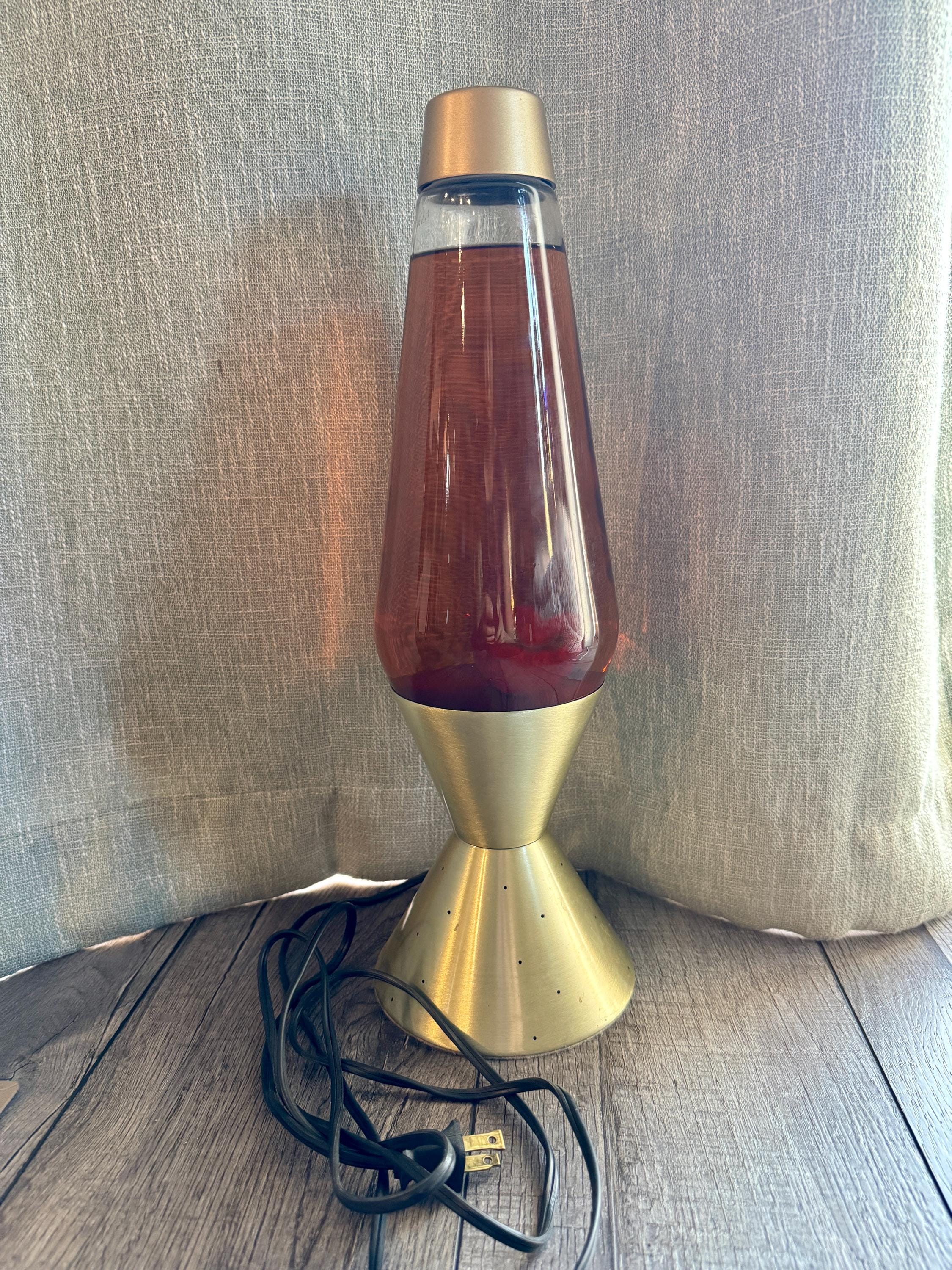 Vintage 1980/90s Starlight Lava Lamp - Gold Base, Red Wax, Orange