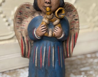 Handmade Peruvian Folk Art Terracotta Clay Angel