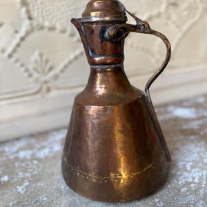 Antique Middle Eastern Copper Lidded Pitcher