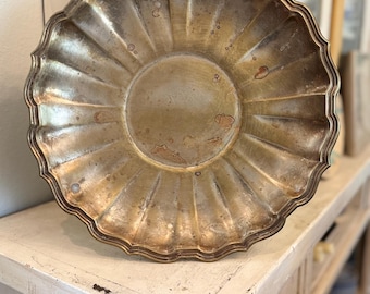 Vintage The Sheffield Silver Plated Scalloped Platter
