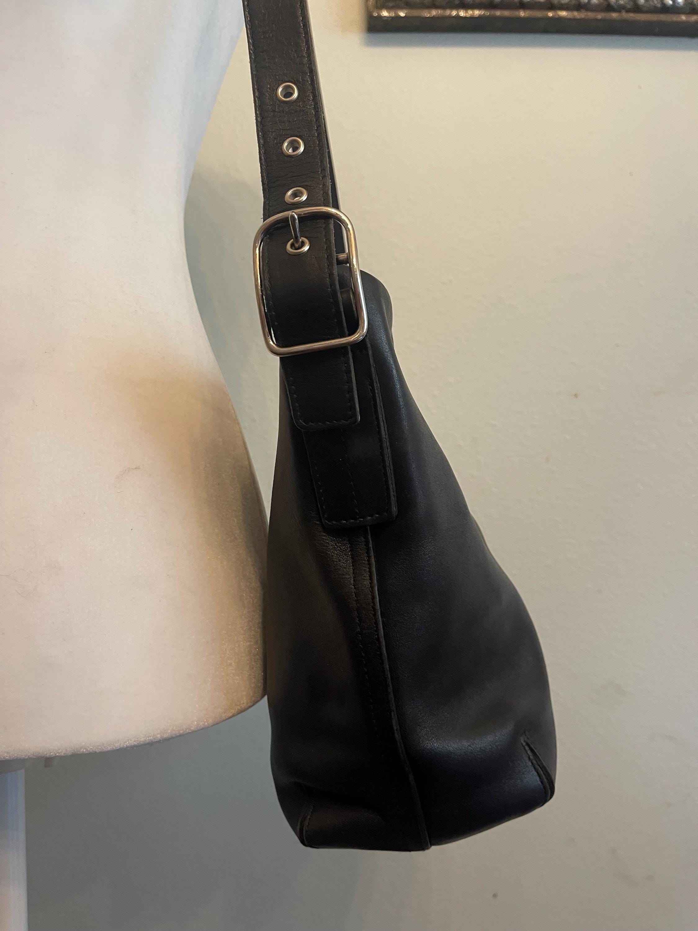 Vintage Black Leather Coach Legacy Bucket Bag Style Shoulder