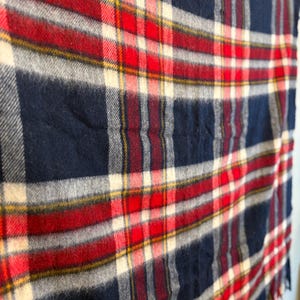 Vintage Faribo Fluff Loomed Wool Plaid Blanket