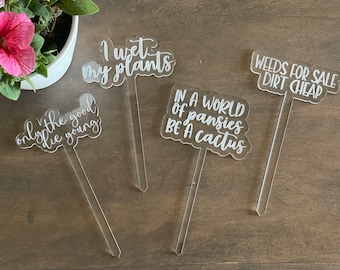 Funny Plant Stakes Garden Decor Gift for Plant Lover Gift Large Acrylic Garden Marker Plant Accessories Plant Sign Mother's Day Gift for Mom