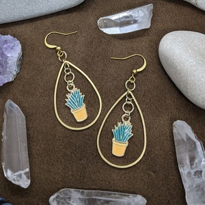 Grow / Sukkulente Ohrringe, Schlangen Pflanzen Ohrringe, Geschenk für Gärtner, Haus Pflanze Geschenk, Süße Boho Ohrringe, Geschenk für Frauen