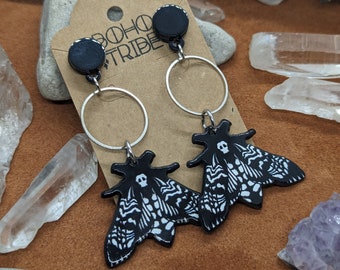 Omen // Moth Earrings, Death's Head Moth Earrings, Witchy Earrings, Edgy Earrings, Goth Earrings, Wiccan Earrings, Witchy Jewelry