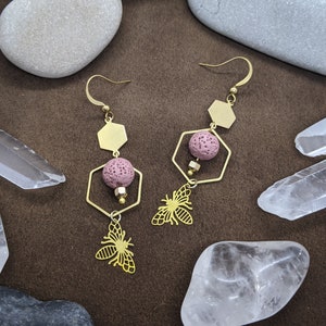 Bumble // Gold Bee Earrings, Boho Jewelry, Bumblebee Earrings, Cute Floral Earrings, Insect Earrings, Unique Earrings, Cottagecore Earrings
