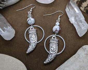 Ravi // Tusk Earrings // Horn Earrings // Boho // Bohemian // Silver Earrings // Unique // Beaded