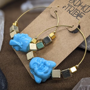 Happy Buddha // Buddha Earrings, Zen Earrings, Yoga Earrings, Hippie Earrings, Boho Earrings, Hoop Earrings, Spiritual Gift, Unique Gift