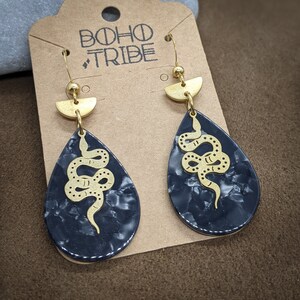 Mamba // Brass Snake Earrings, Witchy Earrings, Boho Earrings, Edgy Earrings, Wiccan Earrings, Witch Jewelry, Unique Gift for Women