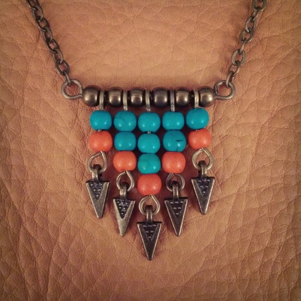 Finch // Chevron Necklace // Boho Necklace // Turquoise Necklace // Bohemian // Tribal Necklace // Gypsy // Arrow Necklace // Boho Chic