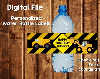 Construction Water Bottle Labels- Construction- Construction Party Pack- Construction Labels