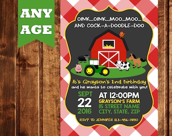 Farm Birthday Invitation, Farm Birthday, Farm Animals Invitation, Farm Party, Farm Invitation, Barnyard Birthday, Barnyard Invitation