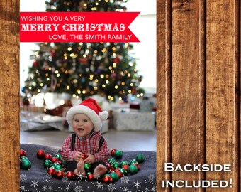 Christmas Card, Photo Christmas Card, Photo Holiday Card, Double Sided Christmas Card, Printable Christmas Card, Merry Christmas Card