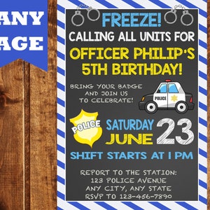 Police Birthday Invitations, Policeman Invitations, Police Party Invitation, Policeman Party Invitation, Police Birthday Party, Digital