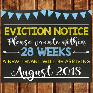 Eviction Notice Digital File, Pregnancy Announcement Sign, Older Child Eviction Notice, Second Child Announcement, Photo Prop, New Tenant