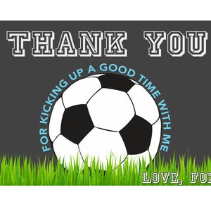 Tarjeta de agradecimiento de fútbol, cumpleaños de fútbol, pelota de fútbol gracias, fiesta de fútbol, deportes gracias, cumpleaños deportivo, tarjeta de agradecimiento, imprimible